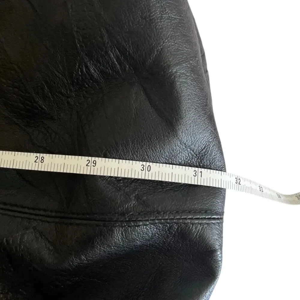 31 x 17 Vintage Womens Handbag Hobo Soft Leather Black Lg Goth Punk Minimalist